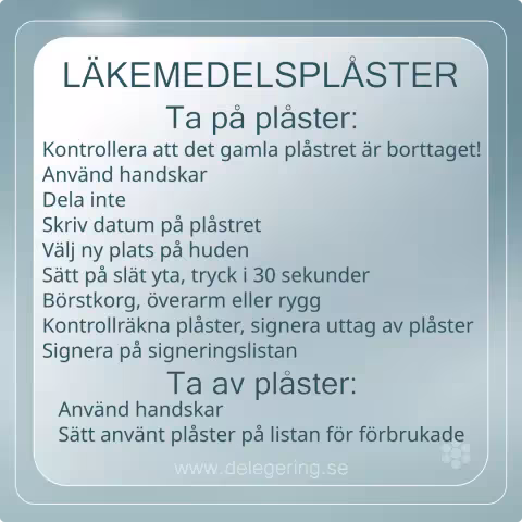 Läkemedelsplåster, checklista